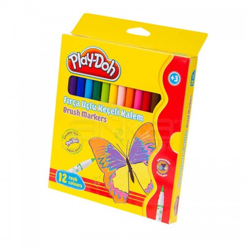 Play-Doh 12 Renk Fırça Uçlu Keçeli Kalem KE009