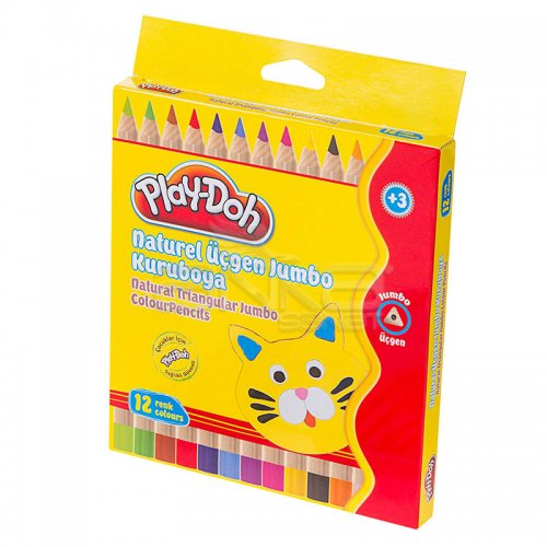 Play-Doh 12 Renk Naturel Üçgen Jumbo Kuru Boya KU009
