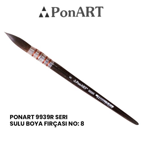 Ponart 9939R Seri Sulu Boya Fırçası No: 8