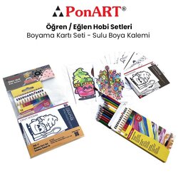 Ponart - Ponart Boyama Kartı Seti - Sulu Boya Kalemi PHS-17