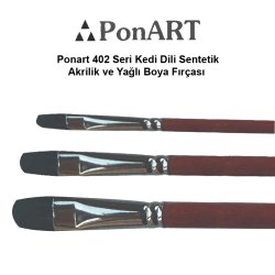 Ponart 402 Seri Kedi Dili Sentetik Akrilik ve Yağlı Boya Fırçası - Thumbnail