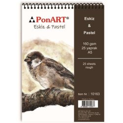 Ponart - Ponart Eskiz ve Pastel Blok 160g A5 25 Yaprak
