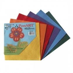 Ponart Renkli Keçe (Felt) 25x25cm Karışık 6 Renk Kod: PFS-01