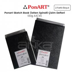 Ponart - Ponart Sketch Book Üstten Spiralli Çizim Defteri 100g