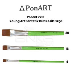 Ponart 7210 Young Art Sentetik Düz Kesik Fırça - Thumbnail