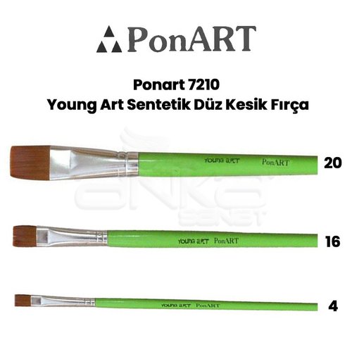 Ponart 7210 Young Art Sentetik Düz Kesik Fırça