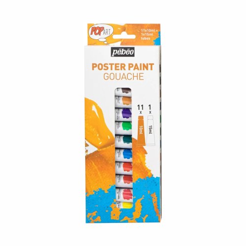 Pebeo Pop Art Guaj Boya 12li (11 Renk 10ml + Beyaz 15ml)