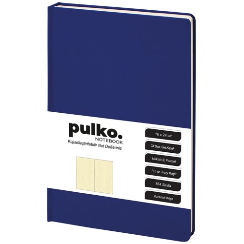 PULKO Notebook Not Defteri Cilt Bezi Noktalı Mavi 110g 16x24cm