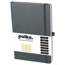 Leuchtturm - PULKO Notebook Not Defteri Termo Deri Çizgili Siyah 80g 16x24cm