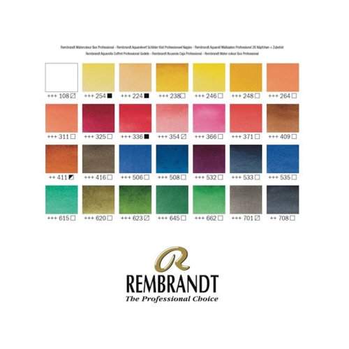 Rembrandt Professional Tablet Suluboya Seti Ahşap Kutu 28 Renk Yarım Tablet + 7 Aksesuar