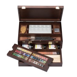 Rembrandt - Rembrandt Professional Master Sulu Boya Seti Ahşap Kutu 42 Yarım Tablet + 14 Aksesuar (1)