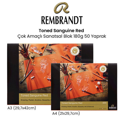 Rembrandt Toned Sanguine Red Çok Amaçlı Sanatsal Blok 180g 50 Yaprak