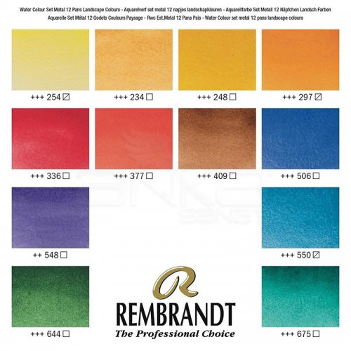 Rembrandt Sulu Boya Seti 12 Renk + Fırça Landscape Selection