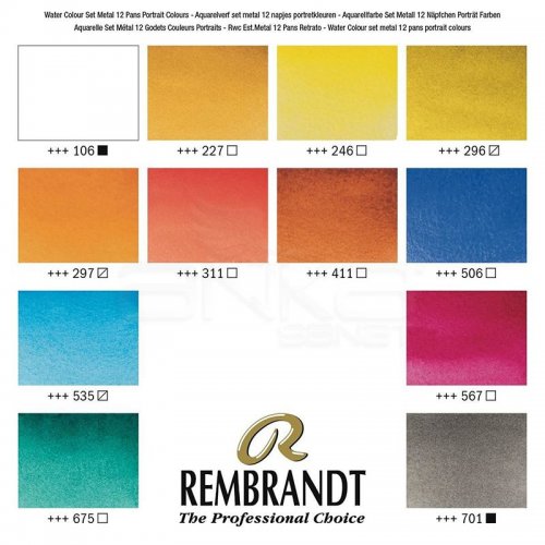 Rembrandt Sulu Boya Seti 12 Renk + Fırça Portrait Selection