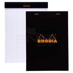 Rhodia - Rhodia Basic Bloknot Siyah Kapak 80g 80 Yaprak 148x210mm Kareli