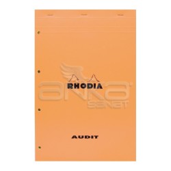 Rhodia - Rhodia Basic Çizgili Bloknot Turuncu Kapak Soldan 4 Delikli Sarı Yaprak 80g 80 Yaprak 21x31,8cm