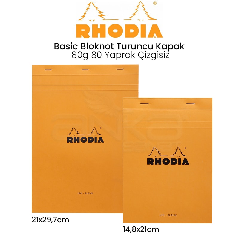 Rhodia - Rhodia Basic Bloknot Turuncu Kapak 80g 80 Yaprak Çizgisiz