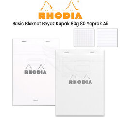 Rhodia - Rhodia Basic Bloknot Beyaz Kapak 80g 80 Yaprak A5