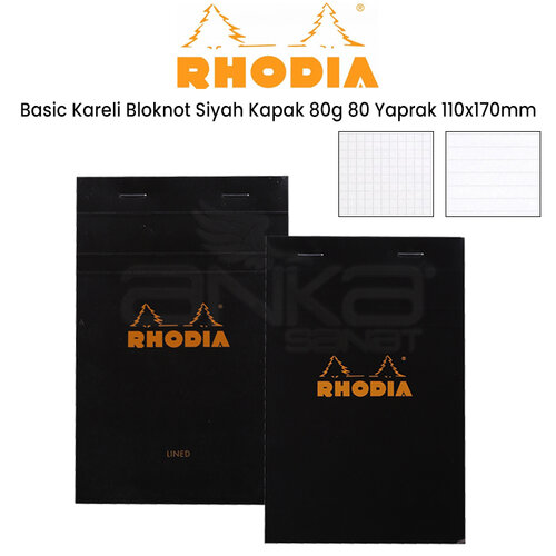 Rhodia Basic Kareli Bloknot Siyah Kapak 80g 80 Yaprak 110x170mm