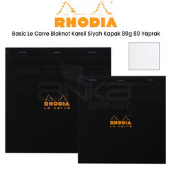 Rhodia - Rhodia Basic Le Carre Bloknot Kareli Siyah Kapak 80g 80 Yaprak