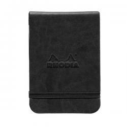 Rhodia - Rhodia Boutique Webnotebook Italyan Deri Çizgili Defter (Yandan) Siyah Sert Kapak
