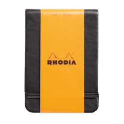Rhodia - Rhodia Boutique Webnotebook Italyan Deri Kısa Kenarlı Ciltli(Üstten) Çizgili Defter Siyah Sert Kapak