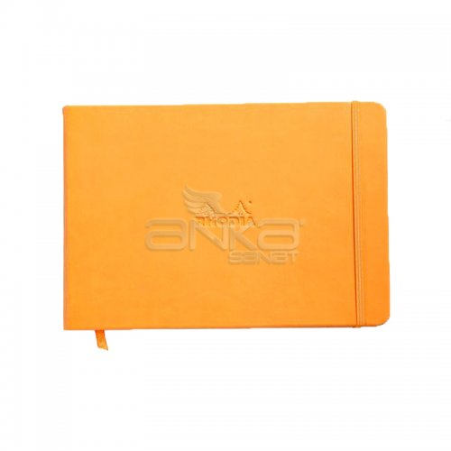 Rhodia Boutique Webnotebook Italyan Deri Kısa Kenarlı Ciltli(Yandan) Çizgili Defter Turuncu Sert Kapak