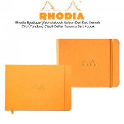 Rhodia - Rhodia Boutique Webnotebook Italyan Deri Kısa Kenarlı Ciltli(Yandan) Çizgili Defter Turuncu Sert Kapak