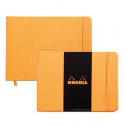 Rhodia - Rhodia Boutique Webnotebook Italyan Deri Kısa Kenarlı Ciltli(Yandan) Çizgisiz Defter Turuncu Sert Kapak