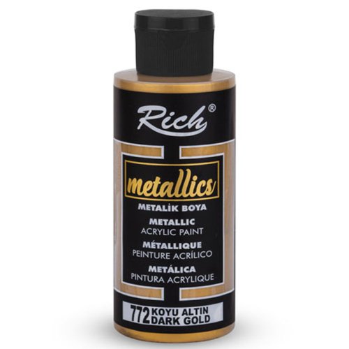 Rich Akrilik Metalik Boya 120ml 3986/772 Koyu Altın - 3986/772 Koyu Altın