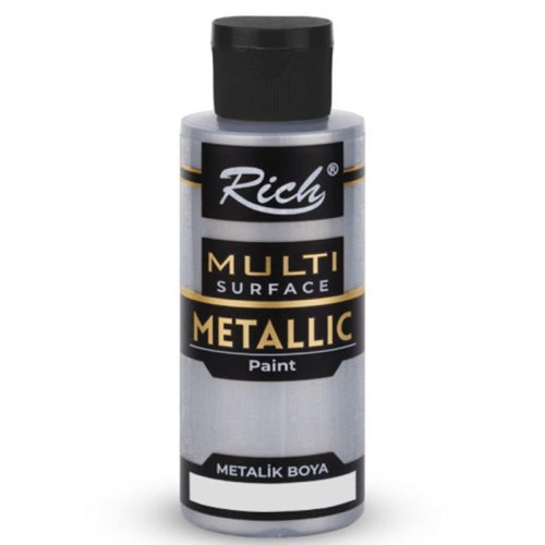 Rich Multi Surface Metalik Her Yüzey İçin Akrilik Boya 120ml 6508/3713 Antik Gümüş - 6508/3713 Antik Gümüş