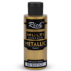 Rich - Rich Multi Surface Metalik Her Yüzey İçin Akrilik Boya 120ml 6510/3714 Beyaz Altın