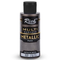 Rich - Rich Multi Surface Metalik Her Yüzey İçin Akrilik Boya 120ml 6528/3723 Taş Gri