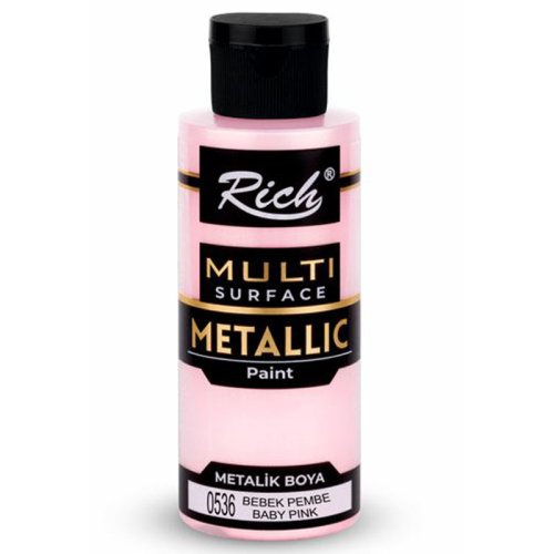 Rich Multi Surface Metalik Her Yüzey İçin Akrilik Boya 120ml 6536/3727 Bebek Pembe - 6536/3727 Bebek Pembe