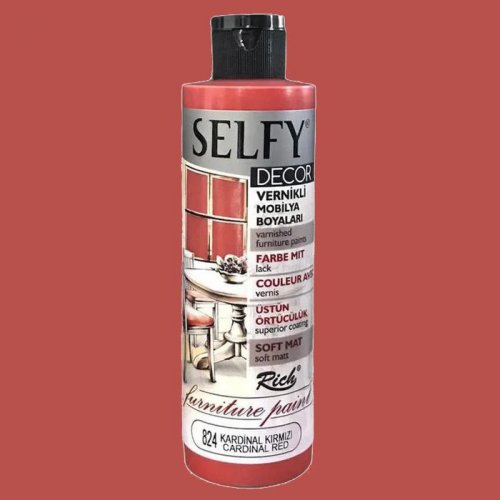 Rich Selfy Decor Vernikli Boya 240cc 824 Kardinal Kırmızı - 824 Kardinal Kırmızı