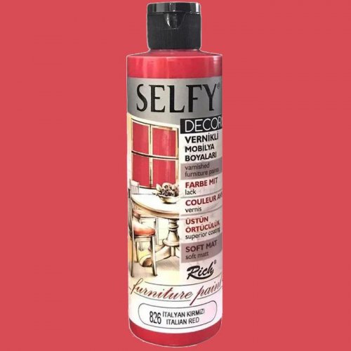 Rich Selfy Decor Vernikli Boya 240cc 826 İtalyan Kırmızı - 826 İtalyan Kırmızı