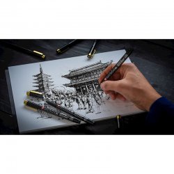 Sakura Pigma Micron Black Gold Edition Teknik Çizim Kalemi 10+2 Set - Thumbnail