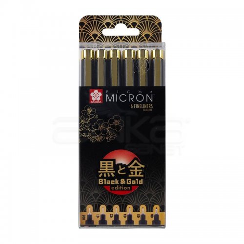 Sakura Pigma Micron Black Gold Edition Teknik Çizim Kalemi 6lı Set