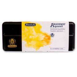 Schmincke - Schmincke Akademie Aquarell Metal Kutu 12li Yarım Tablet Sulu Boya 75779