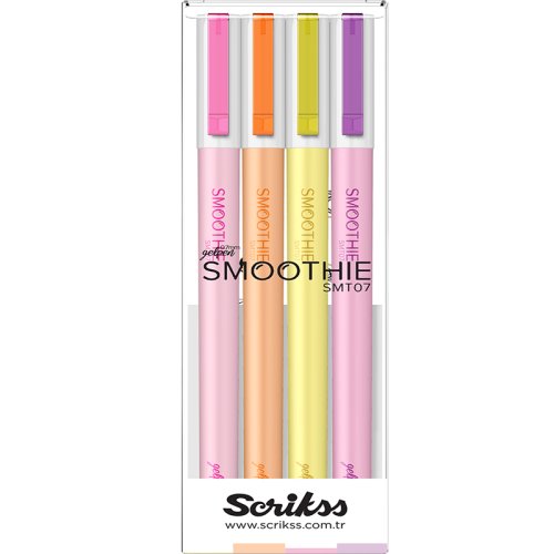 Scrikss Smoothie Jel kalem 4lü Blisterli (Mor Pembe Turuncu Sarı)