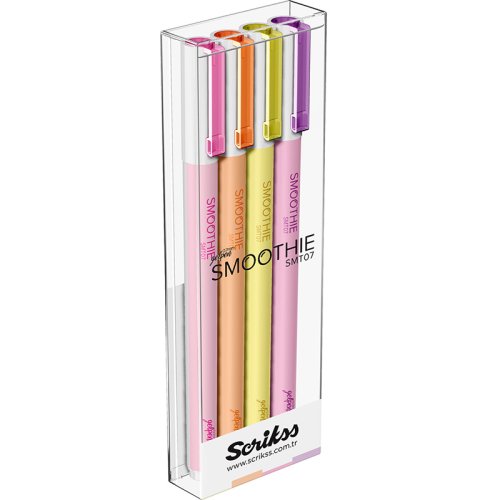 Scrikss Smoothie Jel kalem 4lü Blisterli (Mor Pembe Turuncu Sarı)