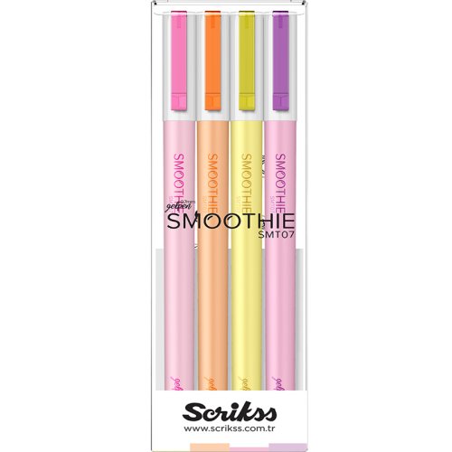 Scrikss Smoothie Jel kalem 4lü Blisterli (Mor Pembe Turuncu Sarı)