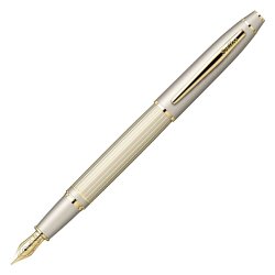 Scrikss - Scrikss Noble 35L Çizgi Desenli Dolma Kalem M Uç Saten Altın