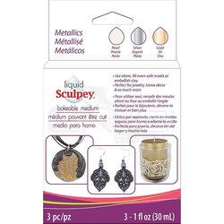 Sculpey - Sculpey Sıvı Polimer Kil 3lü Set 3x30ml Metallics ALSMET1