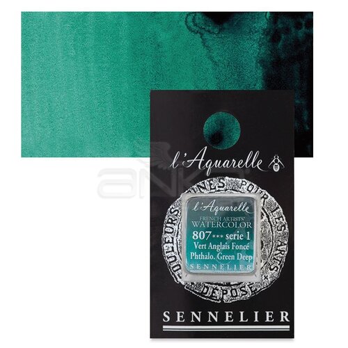 Sennelier Artist Tam Tablet Sulu Boya Yedek Seri 1 No:807 Phthalo. Green Deep - 807 Phthalo. Green Deep