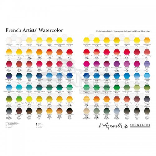 Sennelier Artists Watercolor Set Laquarelle French 24 Renk - Yarım N131606