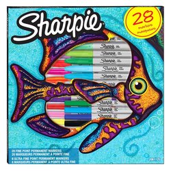 Sharpie - Sharpie Fine Permanent Marker 28li Karışık Kutu Balık