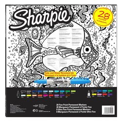 Sharpie - Sharpie Fine Permanent Marker 28li Karışık Kutu Balık (1)