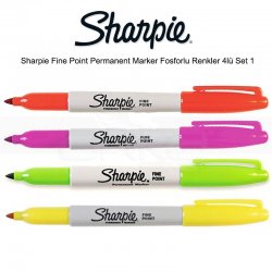 Sharpie - Sharpie Fine Point Permanent Marker Fosforlu Renkler 4lü Set 1