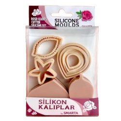 Smarta - Smarta Gül Ve Yapraklar Silikon Kalip 10x13cm